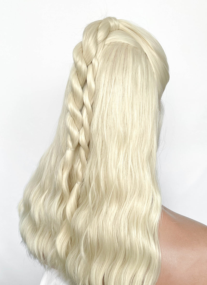 House Of Dragon Daemon Targaryen Platinum Blonde Braided Lace Front Synthetic Men's Wig LF2225
