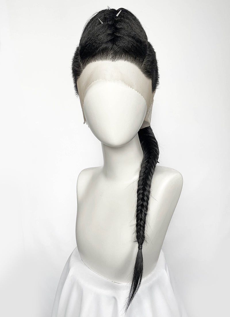 Black Braided Full Lace Synthetic Shaved Sides Wig LF2226