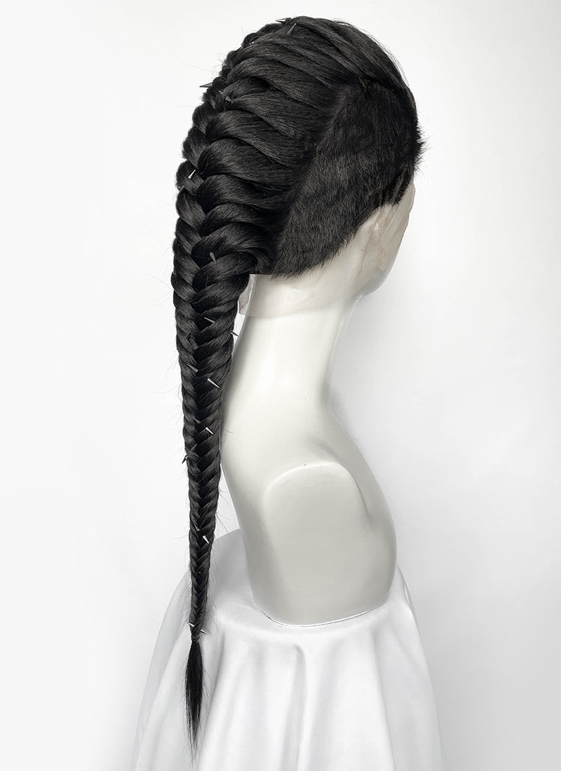Black Braided Full Lace Synthetic Shaved Sides Wig LF2226