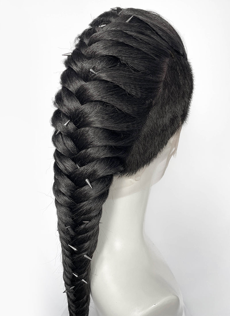 Black Braided Full Lace Synthetic Shaved Sides Wig LF2226