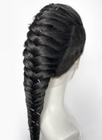Black Braided Full Lace Synthetic Shaved Sides Wig LF2226