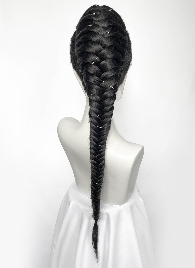 Black Braided Full Lace Synthetic Shaved Sides Wig LF2226