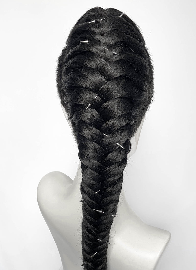 Black Braided Full Lace Synthetic Shaved Sides Wig LF2226
