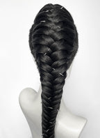 Black Braided Full Lace Synthetic Shaved Sides Wig LF2226