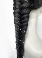 Black Braided Full Lace Synthetic Shaved Sides Wig LF2226