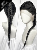 Black Braided Full Lace Synthetic Shaved Sides Wig LF2226