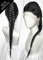 Black Braided Full Lace Synthetic Shaved Sides Wig LF2226