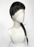 Black Braided Full Lace Synthetic Shaved Sides Wig LF2226