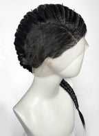 Black Braided Full Lace Synthetic Shaved Sides Wig LF2226