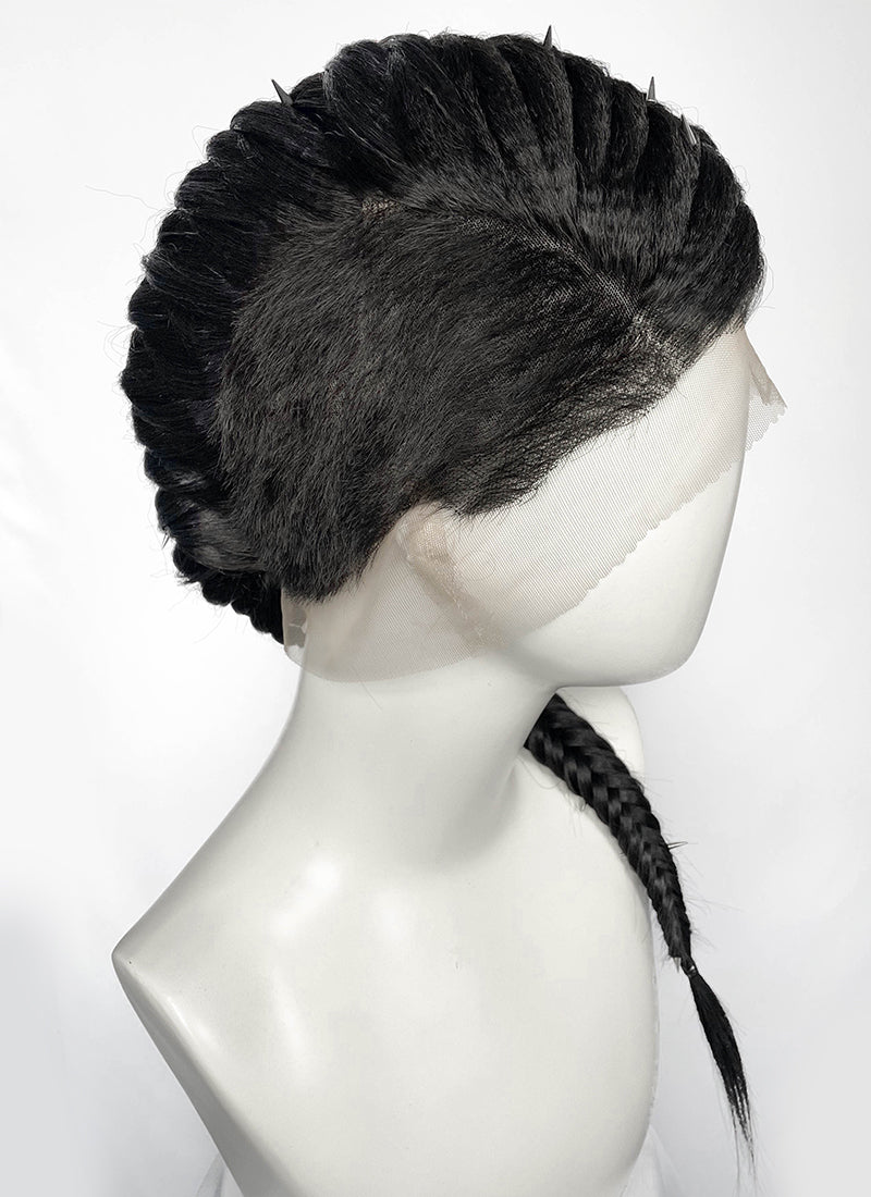 Black Braided Full Lace Synthetic Shaved Sides Wig LF2226