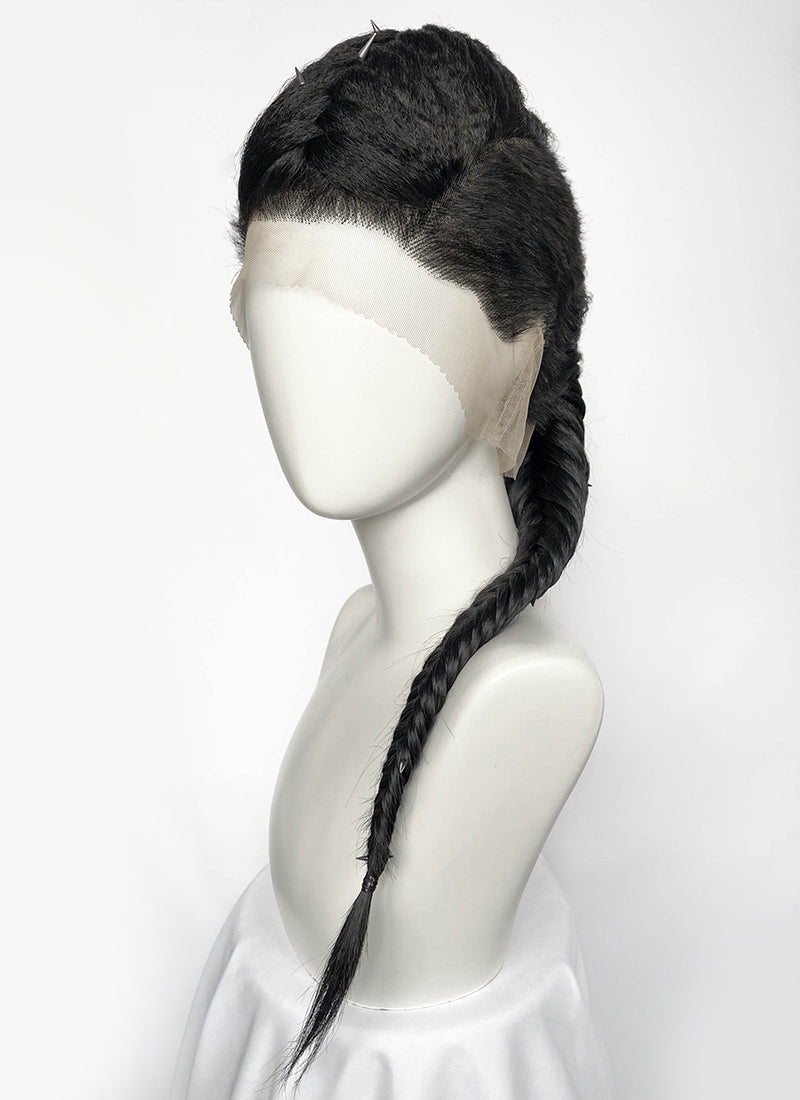 Black Braided Full Lace Synthetic Shaved Sides Wig LF2226