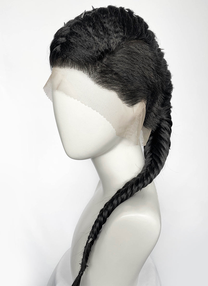 Black Braided Full Lace Synthetic Shaved Sides Wig LF2226