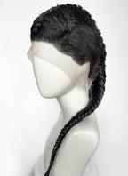 Black Braided Full Lace Synthetic Shaved Sides Wig LF2226