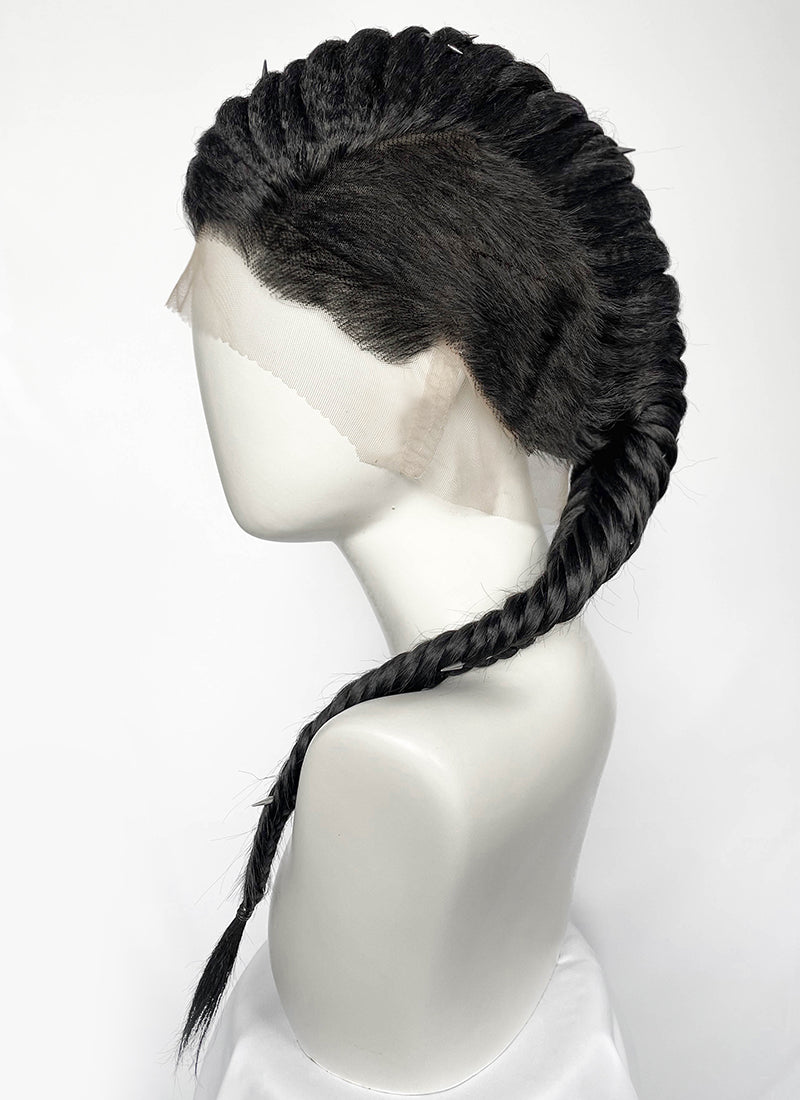 Black Braided Full Lace Synthetic Shaved Sides Wig LF2226