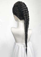 Black Braided Full Lace Synthetic Shaved Sides Wig LF2226