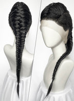 Black Braided Full Lace Synthetic Shaved Sides Wig LF2226