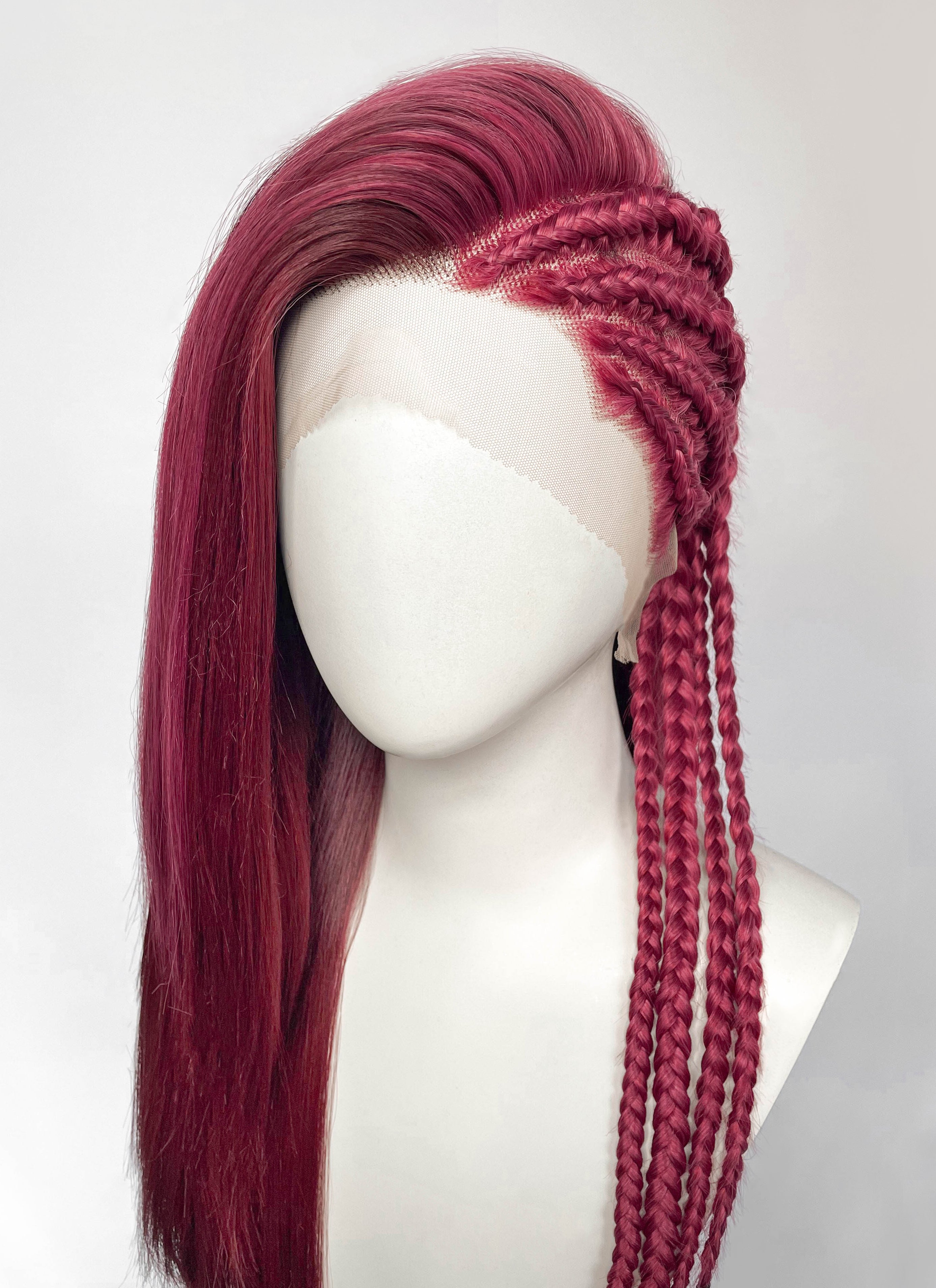 Mixed Red Braided Lace Front Synthetic Hair Wig LF2232
