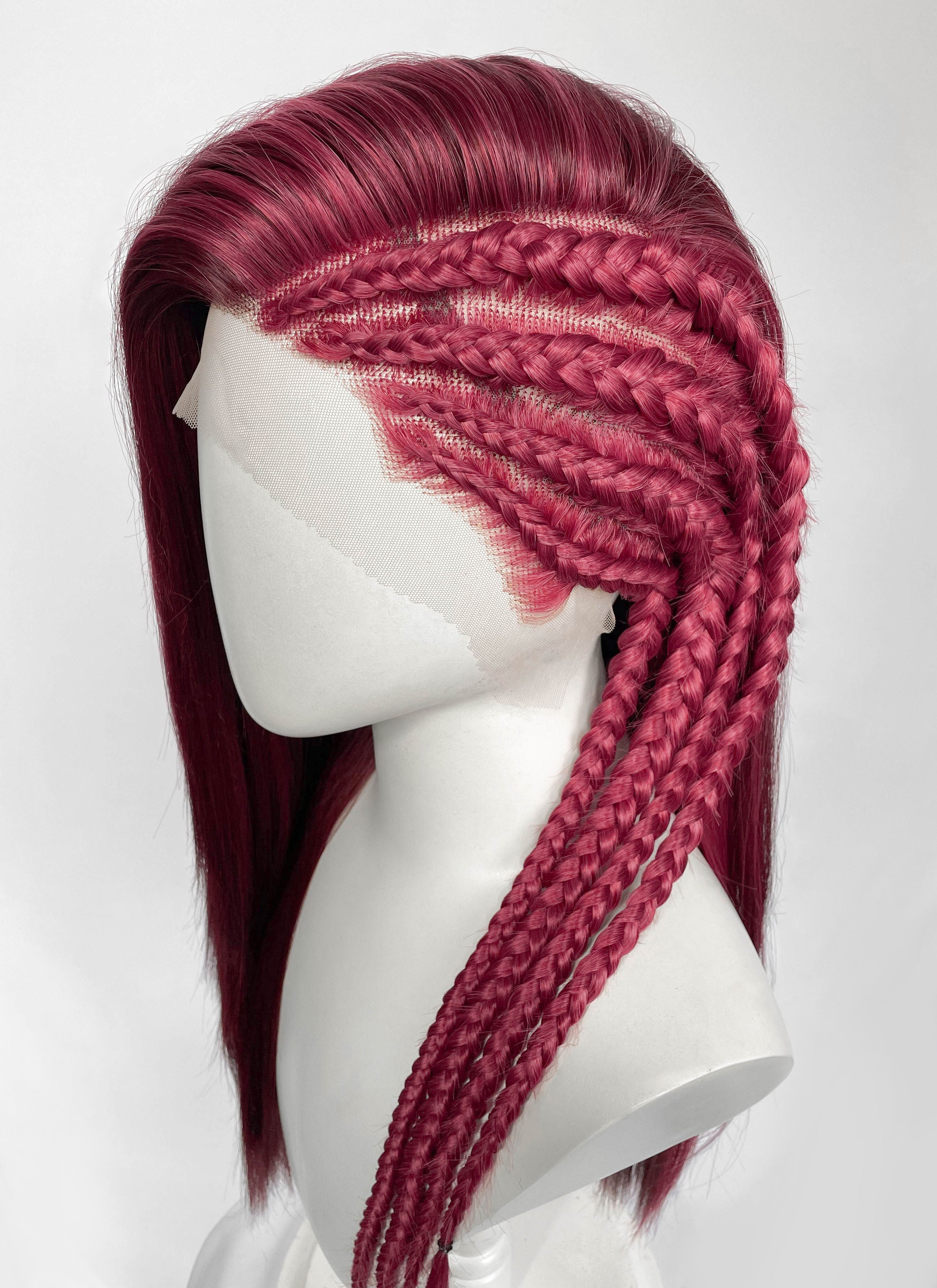Mixed Red Braided Lace Front Synthetic Hair Wig LF2232