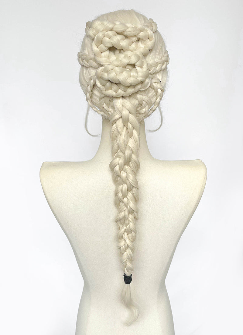 House of the Dragon Rhaenyra Targaryen Platinum Blonde Braided Lace Front Synthetic Wig LF2233
