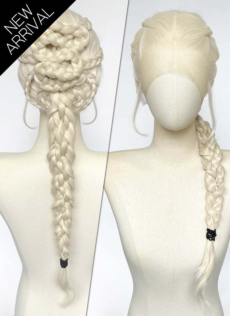 House of the Dragon Rhaenyra Targaryen Platinum Blonde Braided Lace Front Synthetic Wig LF2233
