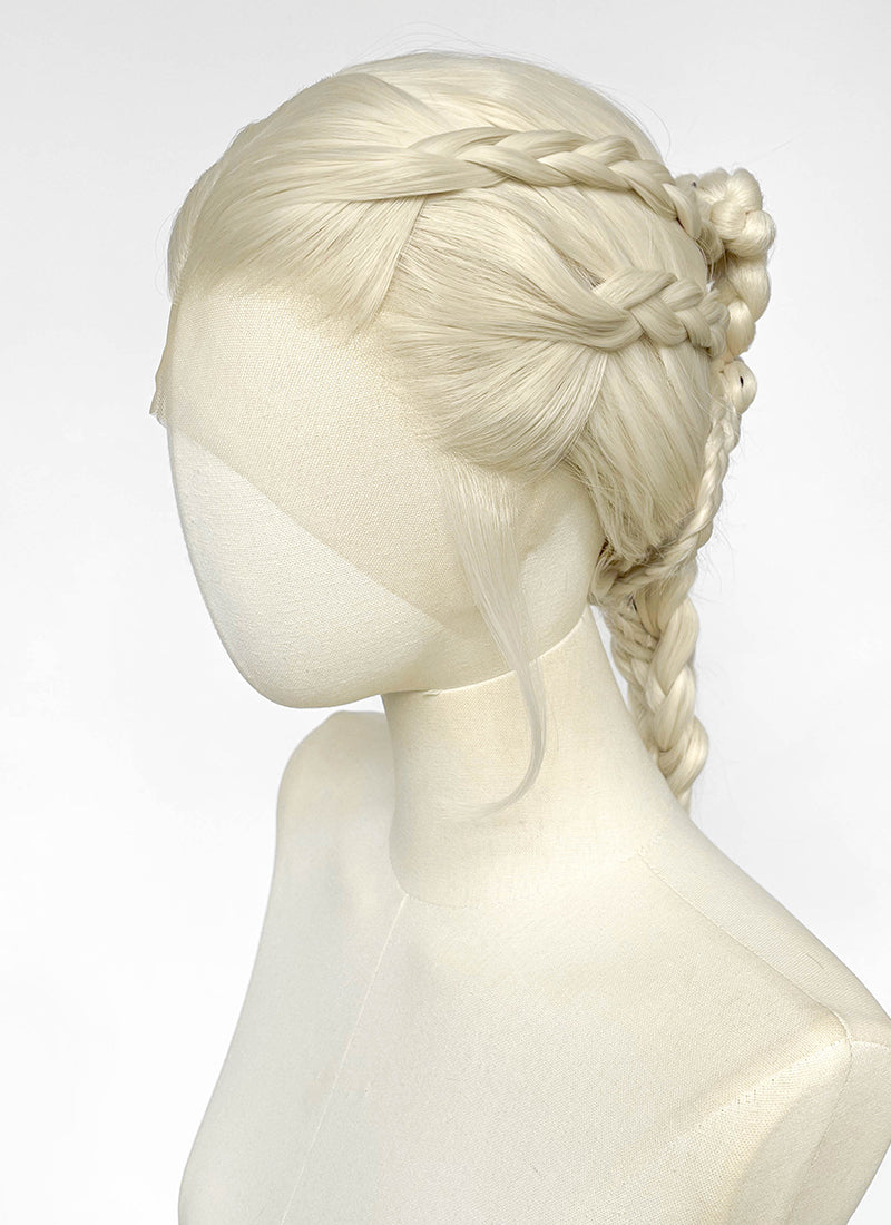 House of the Dragon Rhaenyra Targaryen Platinum Blonde Braided Lace Front Synthetic Wig LF2233