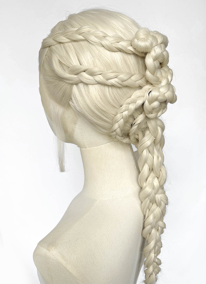House of the Dragon Rhaenyra Targaryen Platinum Blonde Braided Lace Front Synthetic Wig LF2233
