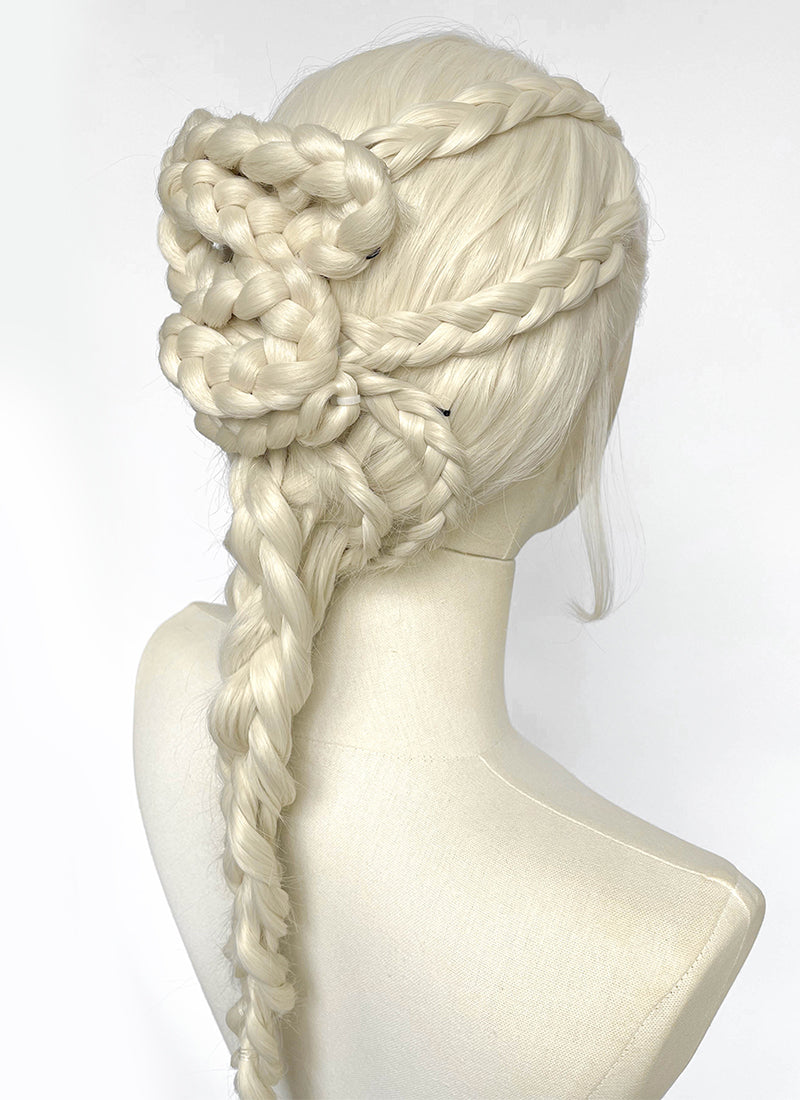 House of the Dragon Rhaenyra Targaryen Platinum Blonde Braided Lace Front Synthetic Wig LF2233