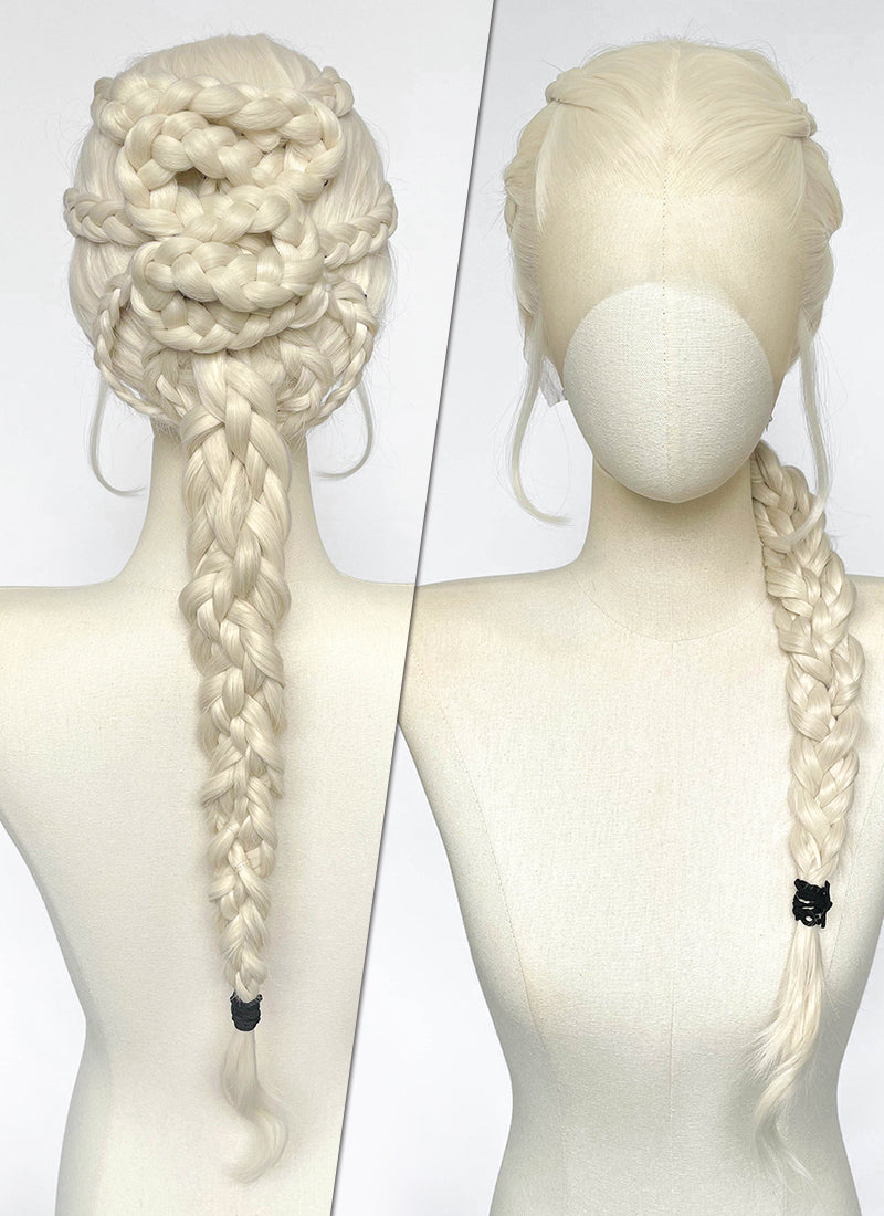 House of the Dragon Rhaenyra Targaryen Platinum Blonde Braided Lace Front Synthetic Wig LF2233