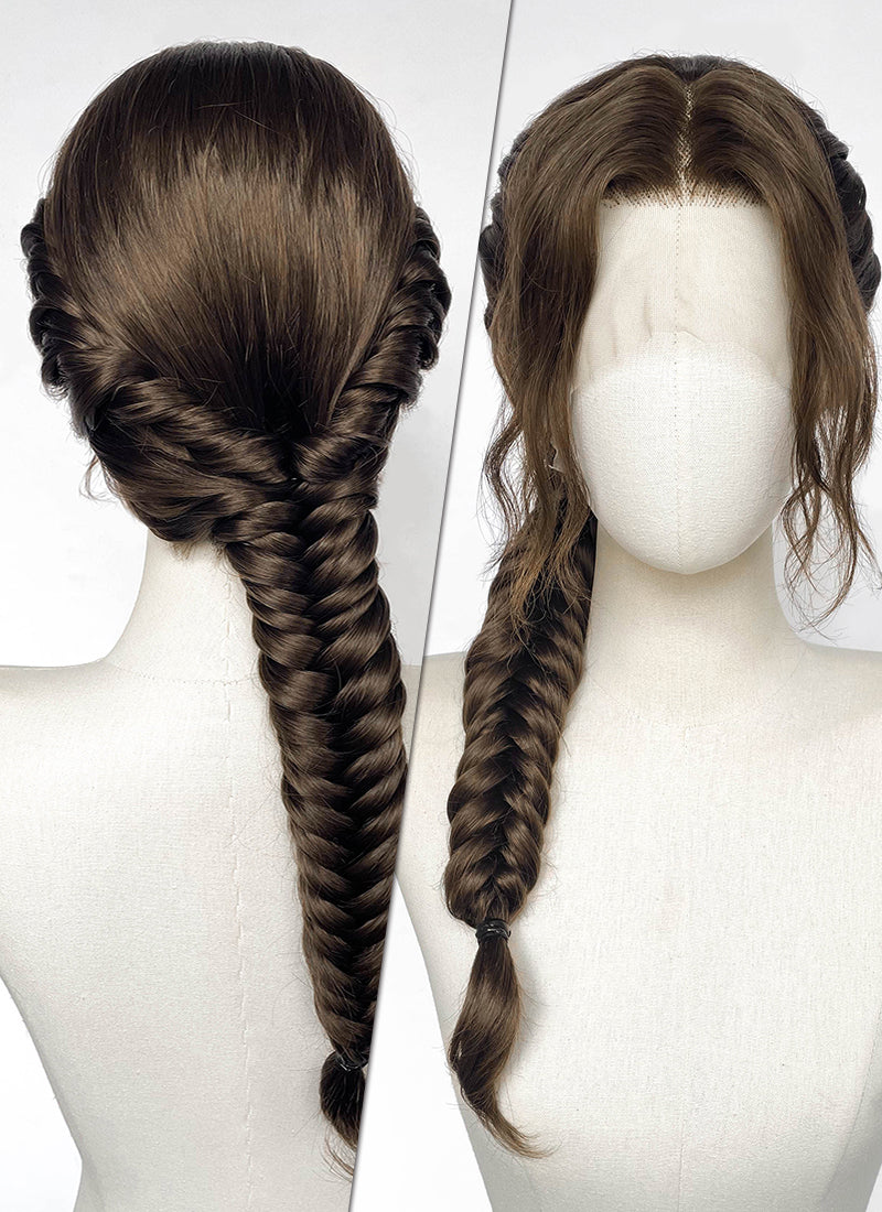 Brunette Braided Lace Front Synthetic Wig For Cosplay as Katniss Everdeen from The Hunger Games LF2236