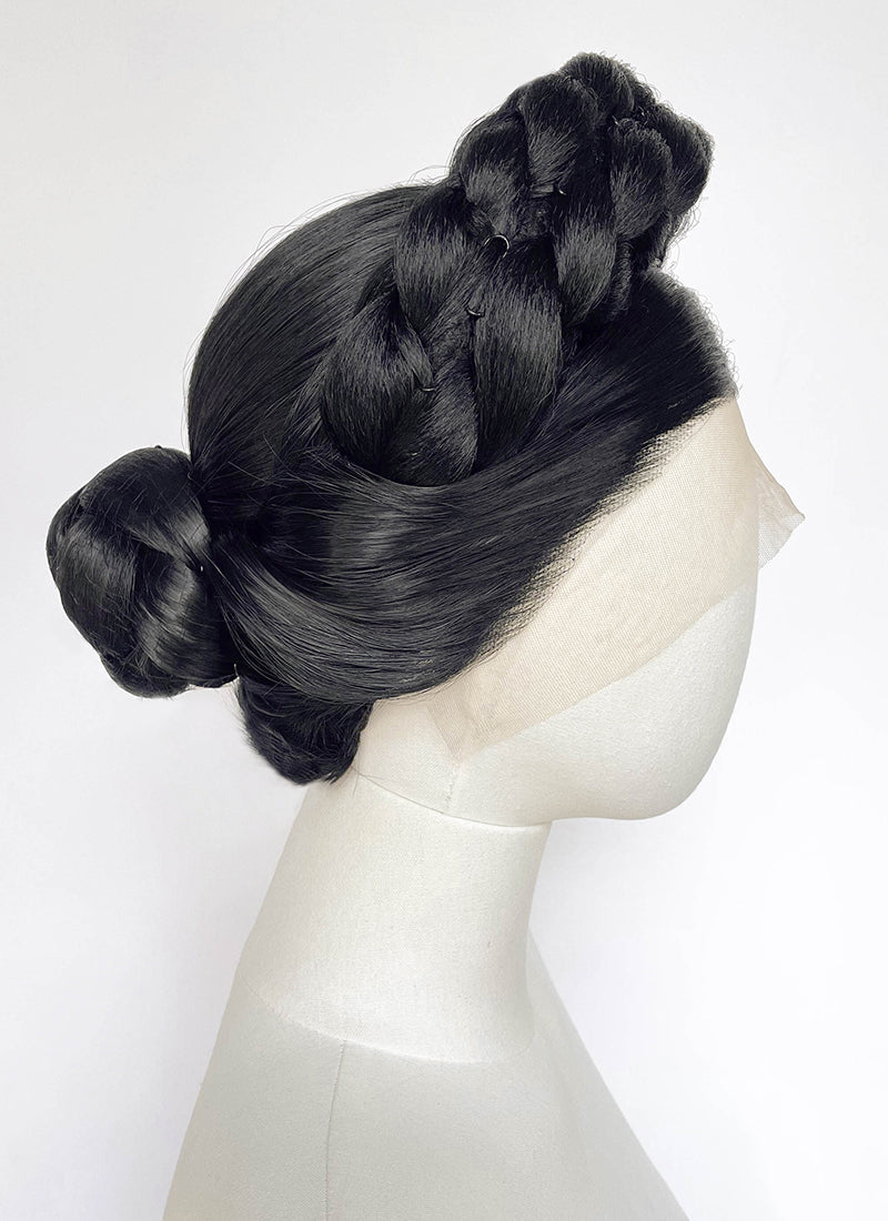 Jet Black Braided Lace Front Synthetic Wig For Cosplay as Madame Giry from The Phantom Of the Opera LF2241