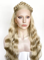 Lady Gaga Abracadabra Ash Blonde Braided Lace Front Synthetic Wig LF2510