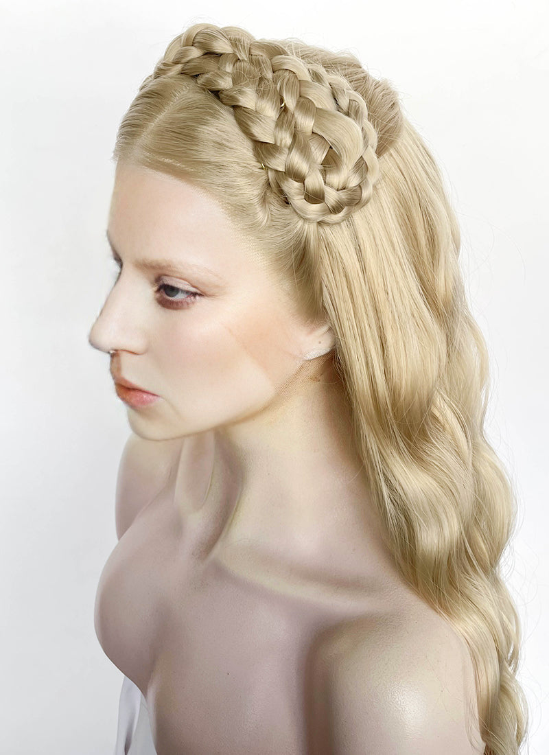 Lady Gaga Abracadabra Ash Blonde Braided Lace Front Synthetic Wig LF2510