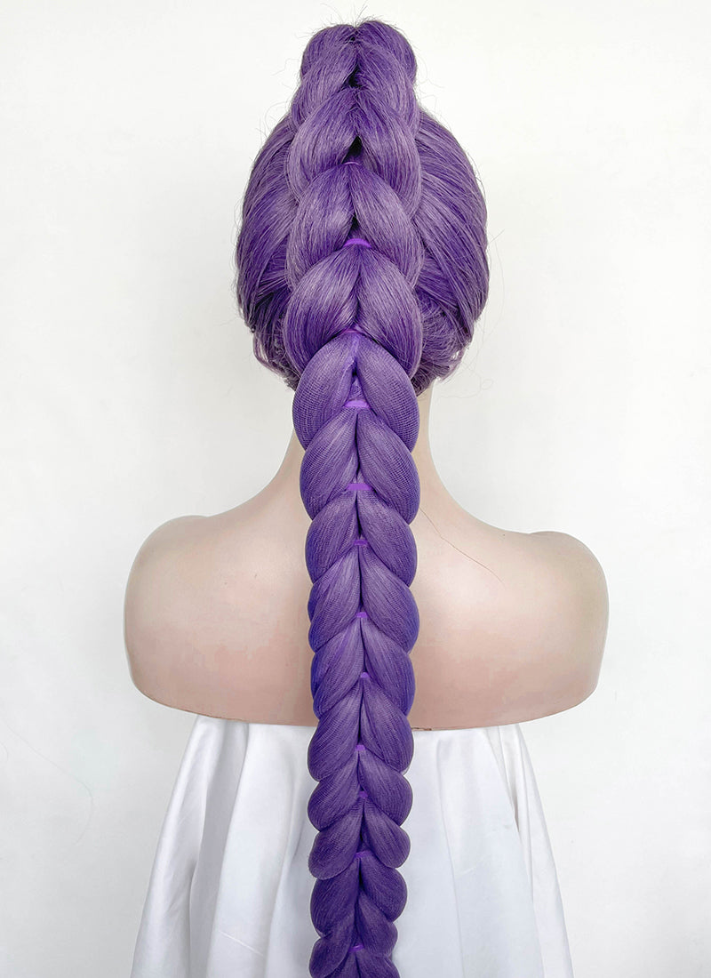 KPop Demon Hunters Rumi Pastel Purple Braided Lace Front Synthetic Wig LF2515