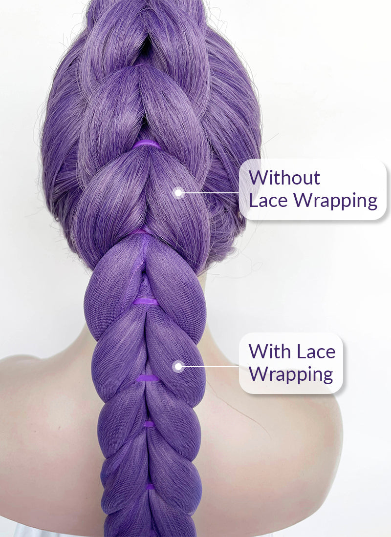KPop Demon Hunters Rumi Pastel Purple Braided Lace Front Synthetic Wig LF2515