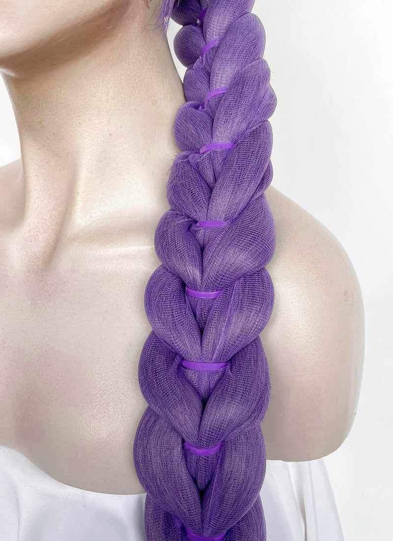 KPop Demon Hunters Rumi Pastel Purple Braided Lace Front Synthetic Wig LF2515