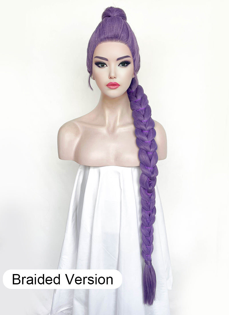 KPop Demon Hunters Rumi Pastel Purple Braided Lace Front Synthetic Wig LF2515