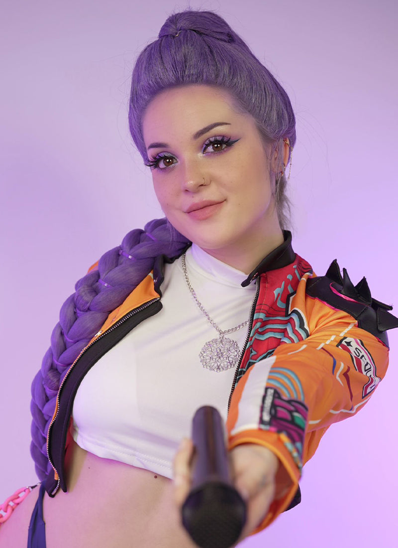 KPop Demon Hunters Rumi Pastel Purple Braided Lace Front Synthetic Wig LF2515