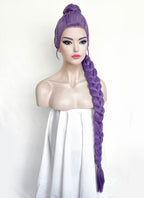 KPop Demon Hunters Rumi Pastel Purple Braided Lace Front Synthetic Wig LF2515