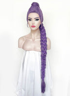 KPop Demon Hunters Rumi Pastel Purple Braided Lace Front Synthetic Wig LF2515