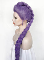 KPop Demon Hunters Rumi Pastel Purple Braided Lace Front Synthetic Wig LF2515