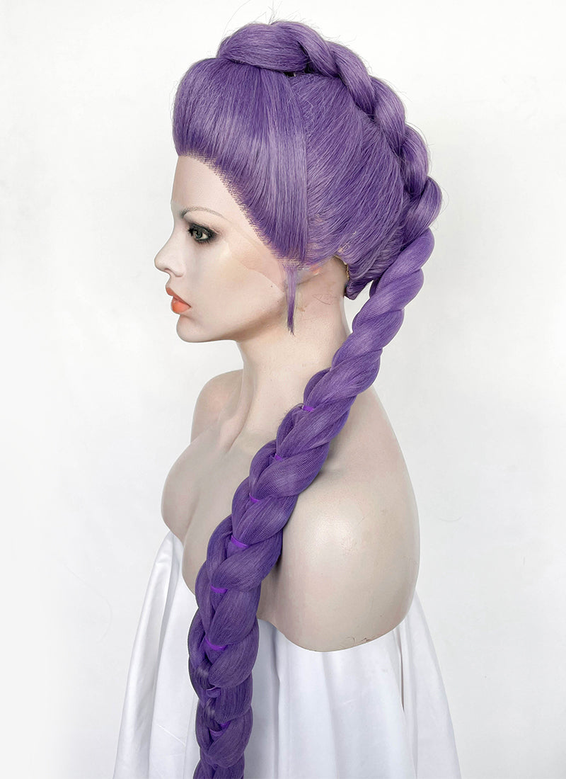 KPop Demon Hunters Rumi Pastel Purple Braided Lace Front Synthetic Wig LF2515