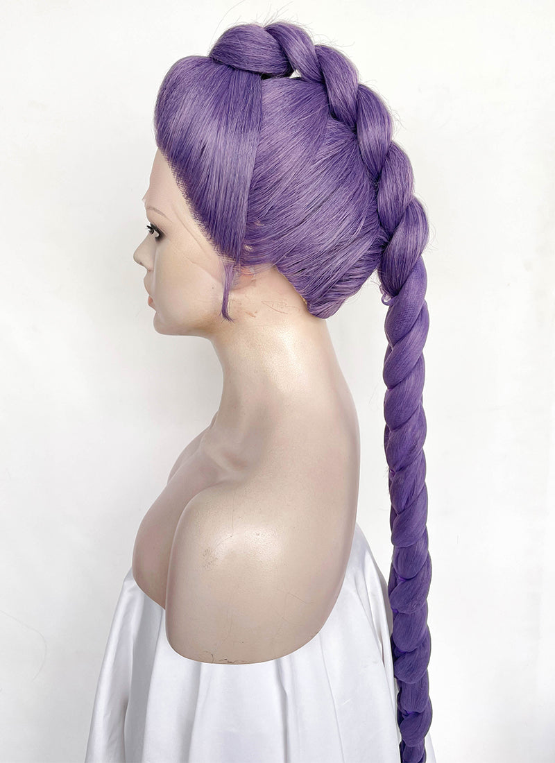 KPop Demon Hunters Rumi Pastel Purple Braided Lace Front Synthetic Wig LF2515