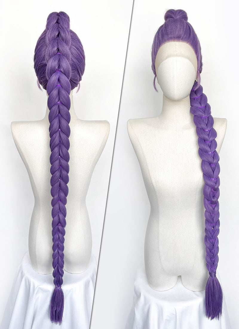 KPop Demon Hunters Rumi Pastel Purple Braided Lace Front Synthetic Wig LF2515