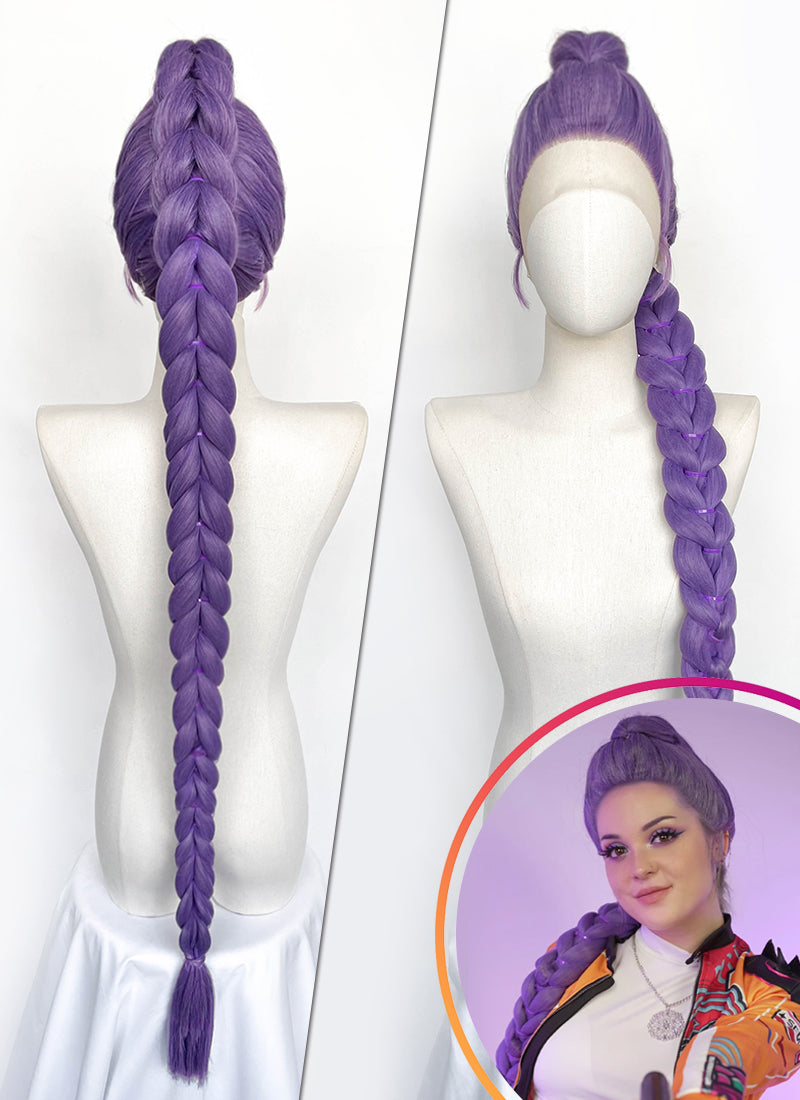 KPop Demon Hunters Rumi Pastel Purple Braided Lace Front Synthetic Wig LF2515