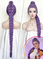 KPop Demon Hunters Rumi Pastel Purple Braided Lace Front Synthetic Wig LF2515