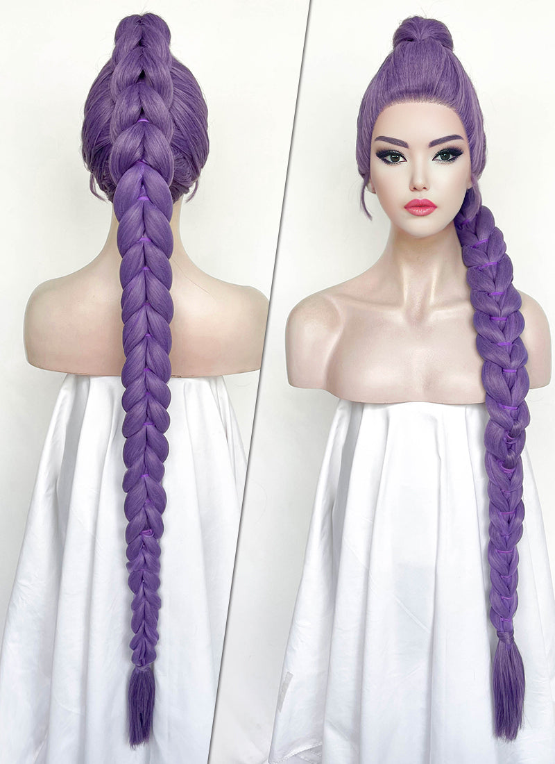 KPop Demon Hunters Rumi Pastel Purple Braided Lace Front Synthetic Wig LF2515
