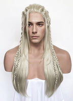 Pastel Ash Blonde Braided Lace Front Synthetic Men's Wig LF2518