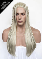 Pastel Ash Blonde Braided Lace Front Synthetic Men's Wig LF2518