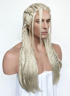 Pastel Ash Blonde Braided Lace Front Synthetic Men's Wig LF2518
