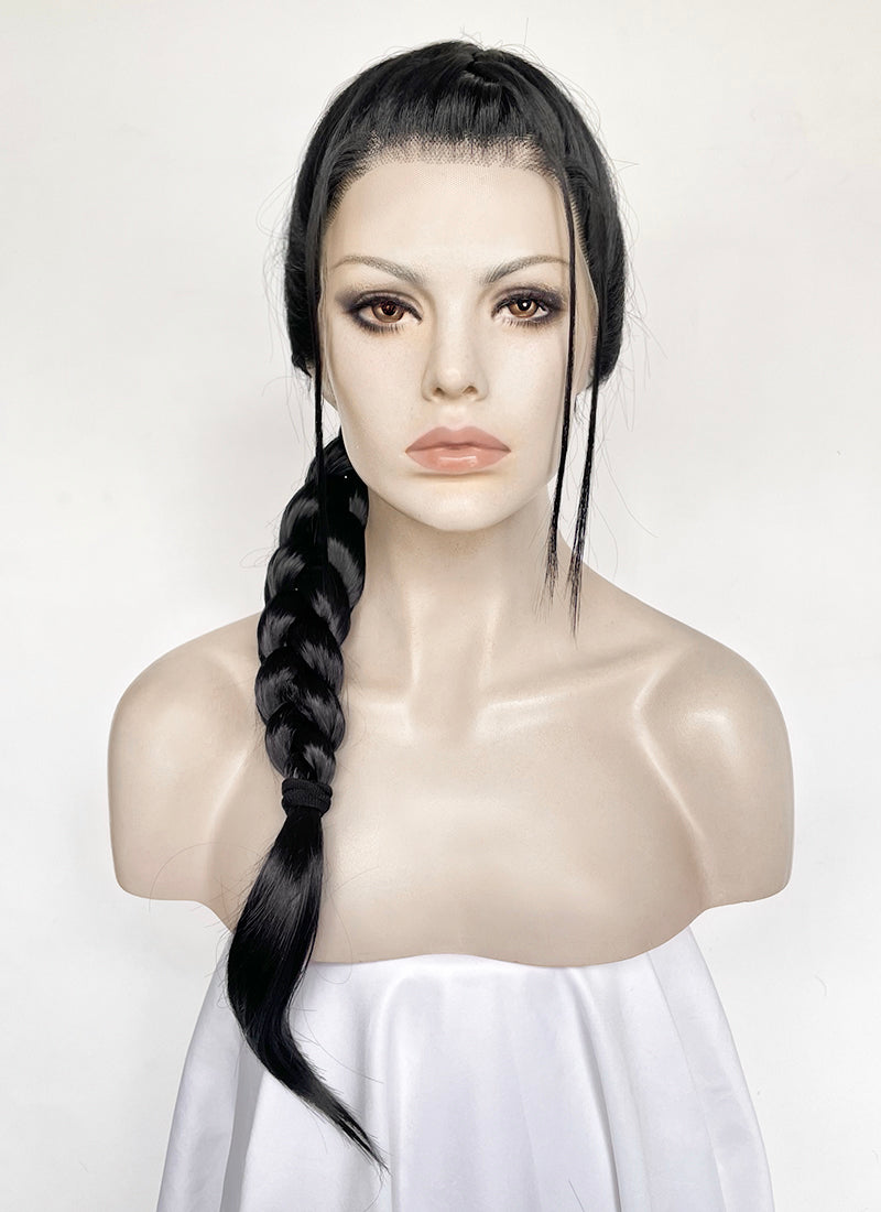 Tomb Raider Lara Croft Jet Black Braided Lace Front Synthetic Hair Wig LF2520
